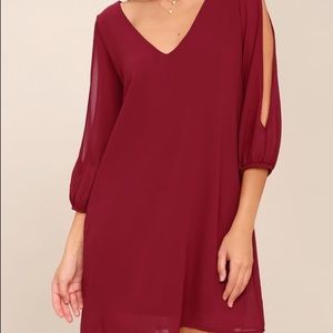 Lulus Shifting Dears Dress Size L in Wine